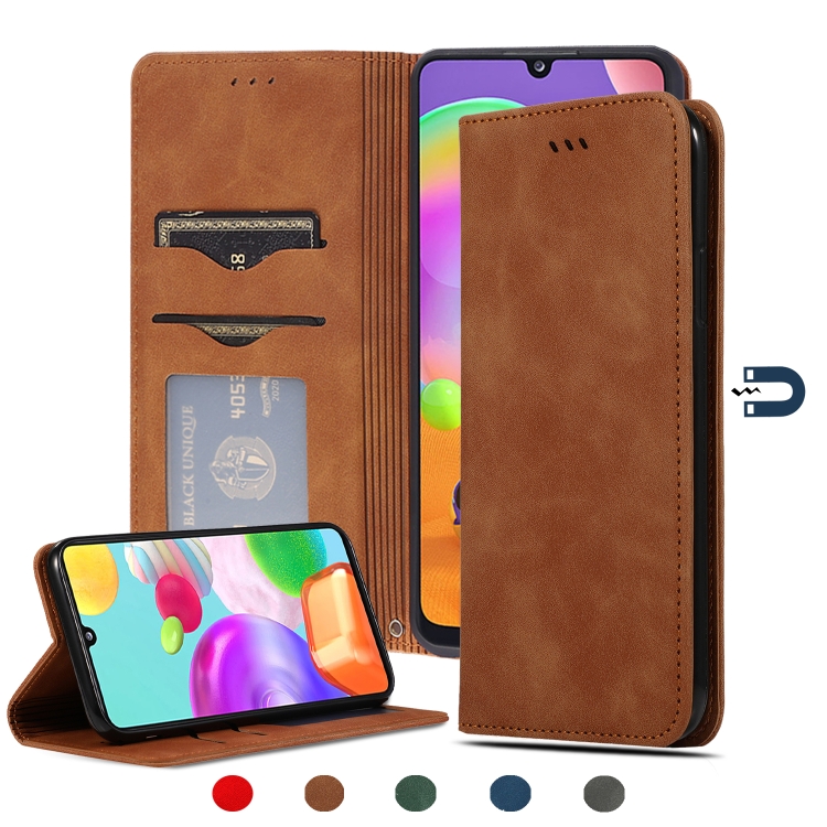 

For Samsung Galaxy A31 Retro Skin Feel Business Magnetic Horizontal Flip Leather Case(Brown)
