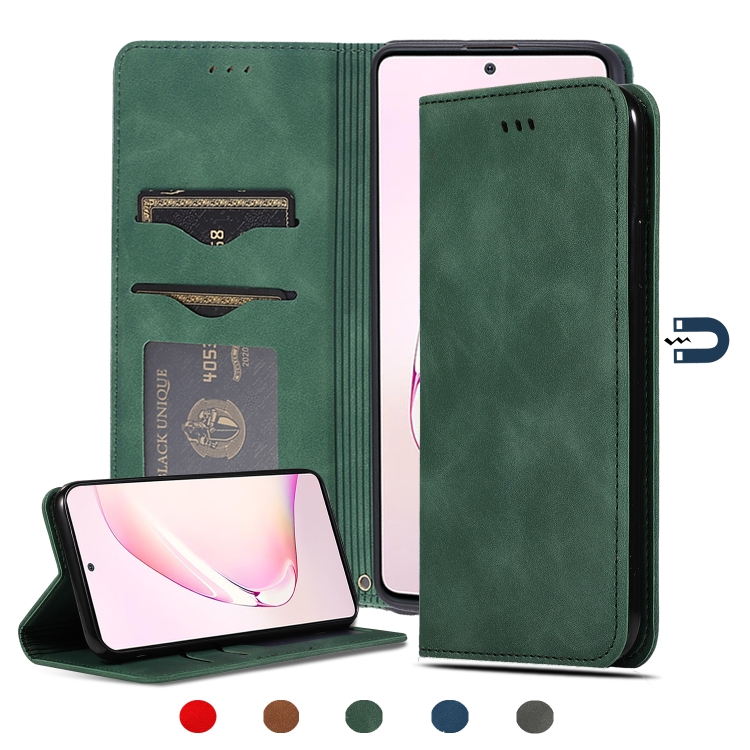 

For Samsung Galaxy Note 10 Lite/A81 Retro Skin Feel Business Magnetic Horizontal Flip Leather Case(Army Green)
