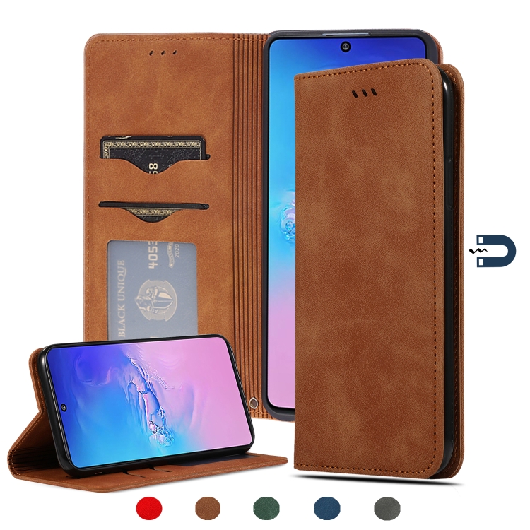 

For Samsung Galaxy S10 Lite/A91 Retro Skin Feel Business Magnetic Horizontal Flip Leather Case(Brown)