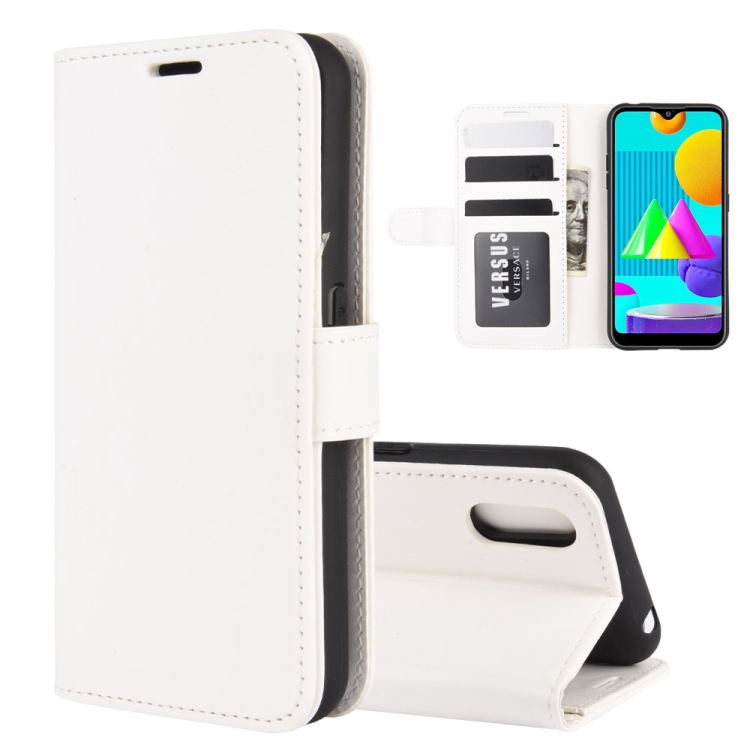 

For Samsung Galaxy M01 R64 Texture Single Horizontal Flip Protective Case with Holder & Card Slots & Wallet& Photo Frame(White)
