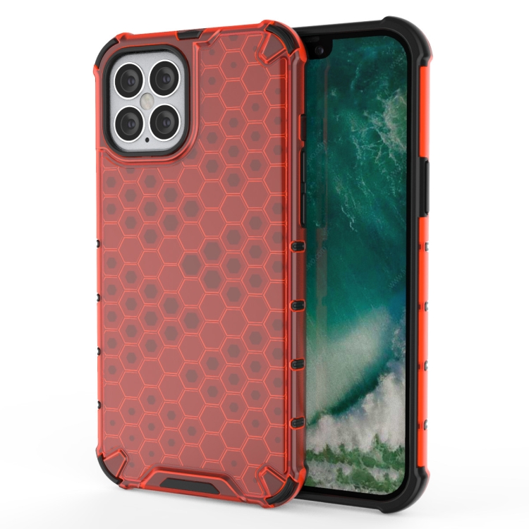 

For iPhone 12 mini Shockproof Honeycomb PC + TPU Case(Red)