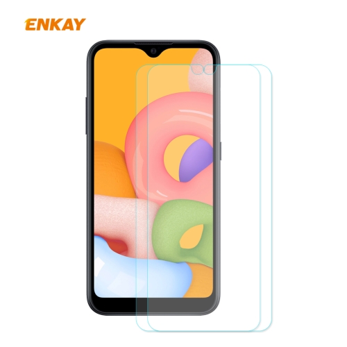 

For Samsung Galaxy A01 2 PCS ENKAY Hat-Prince 0.26mm 9H 2.5D Curved Edge Tempered Glass Film