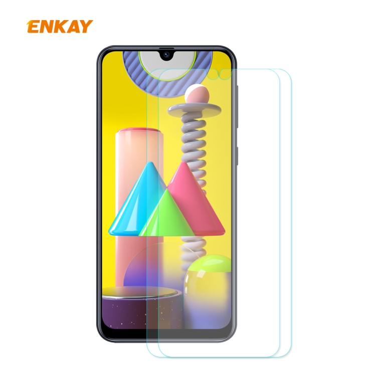 

For Samsung Galaxy M31 / Galaxy M21 2 PCS ENKAY Hat-Prince 0.26mm 9H 2.5D Curved Edge Tempered Glass Film