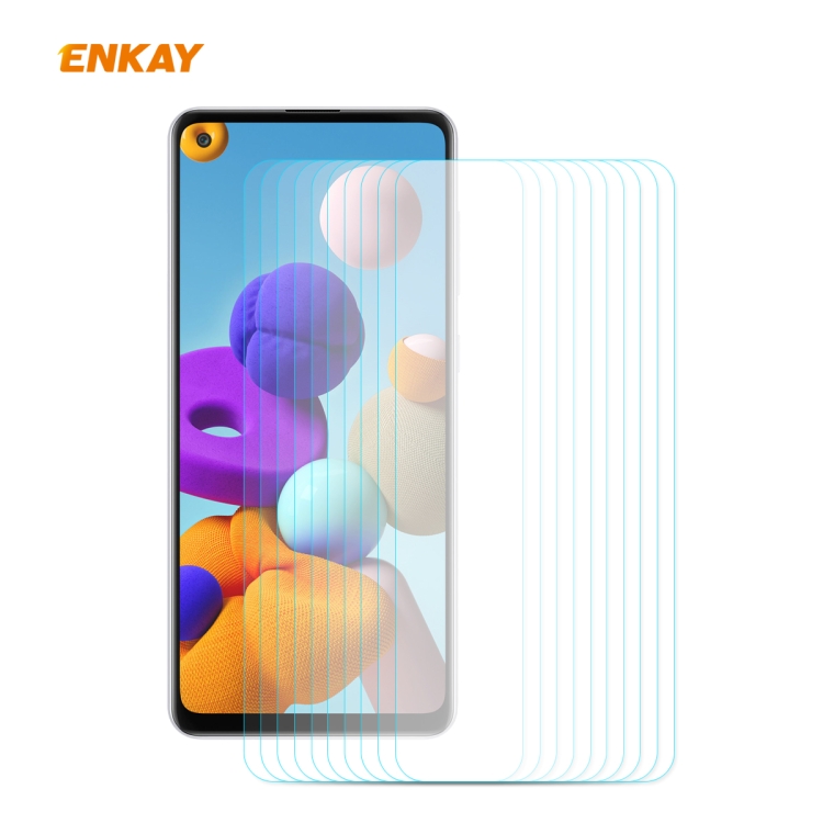 

For Samsung Galaxy A21s 10 PCS ENKAY Hat-Prince 0.26mm 9H 2.5D Curved Edge Tempered Glass Film