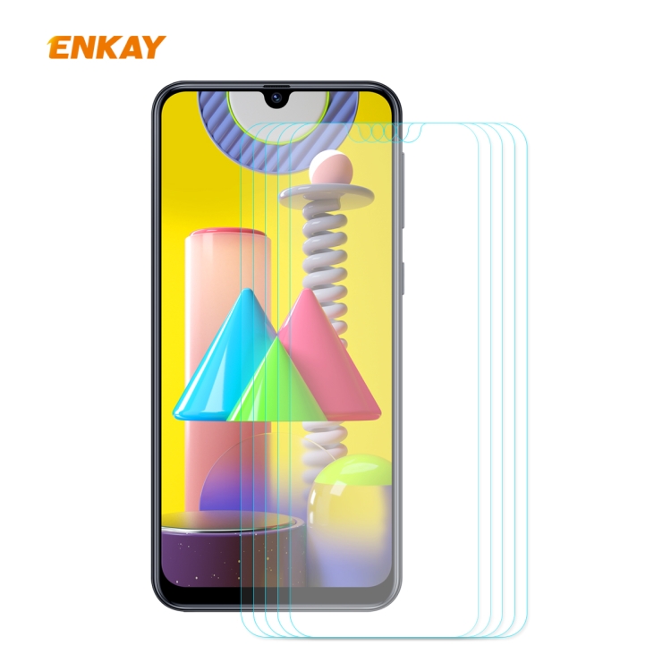 

For Samsung Galaxy M31 / M21 5PCS ENKAY Hat-Prince 0.26mm 9H 2.5D Curved Edge Tempered Glass Film