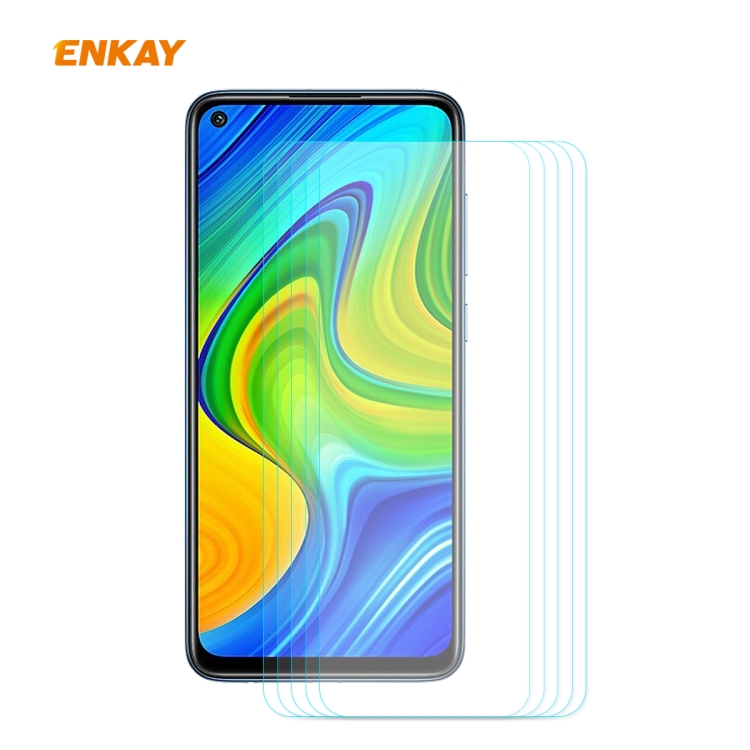

For Redmi 10X 4G / Redmi Note 9 5 PCS ENKAY Hat-Prince 0.26mm 9H 2.5D Curved Edge Tempered Glass Film