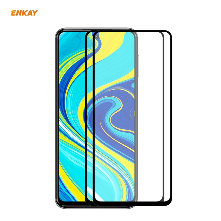 

For Redmi Note 9S / Note 9 Pro 2 PCS ENKAY Hat-Prince Full Glue 0.26mm 9H 2.5D Tempered Glass Full Coverage Film
