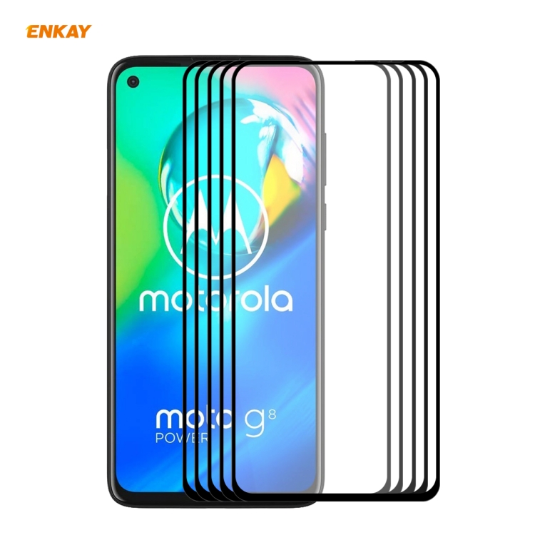 

For Motorola Moto G8 Power 5 PCS ENKAY Hat-Prince Full Glue 0.26mm 9H 2.5D Tempered Glass Full Coverage Film