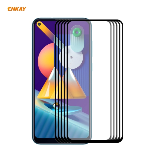 

For Samsung Galaxy A11 / M11 5 PCS ENKAY Hat-Prince Full Glue 0.26mm 9H 2.5D Tempered Glass Full Coverage Film