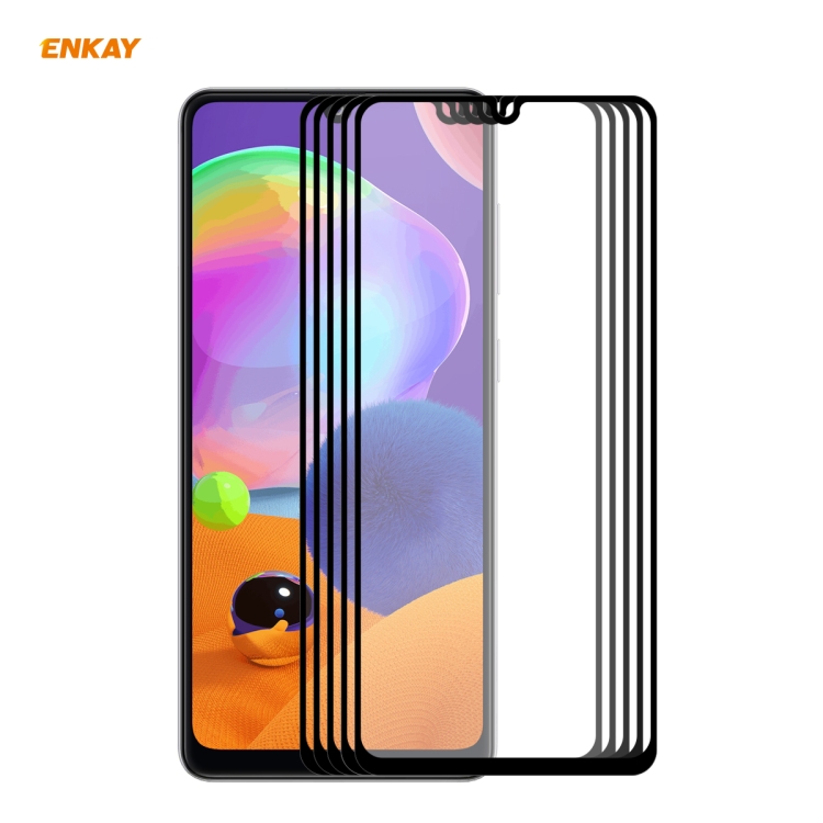 

For Samsung Galaxy A31 5 PCS ENKAY Hat-Prince Full Glue 0.26mm 9H 2.5D Tempered Glass Full Coverage Film