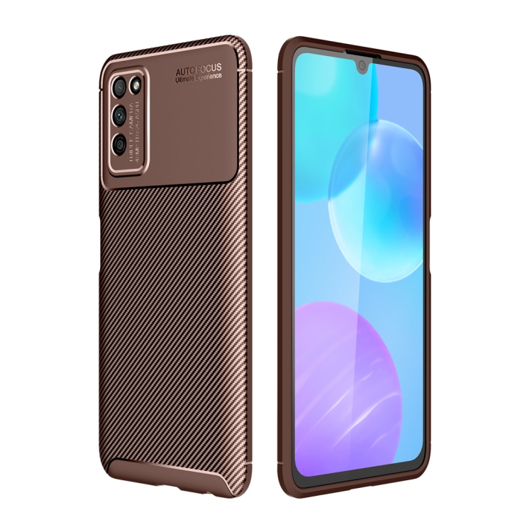 

For Huawei Honor 30 Lite Carbon Fiber Texture Shockproof TPU Case(Brown)