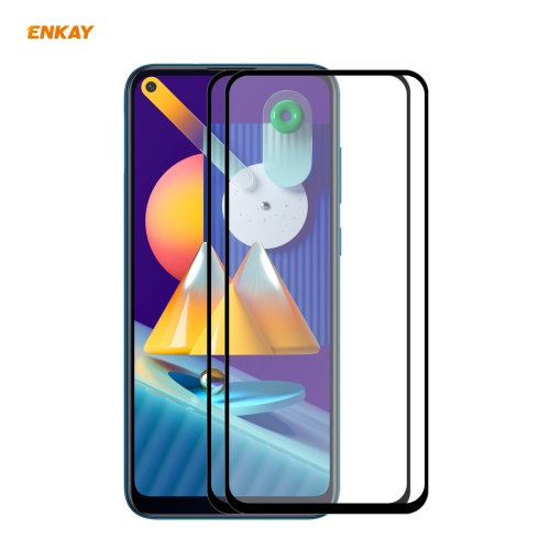 

For Samsung Galaxy A11 / M11 2 PCS ENKAY Hat-Prince Full Glue 0.26mm 9H 2.5D Tempered Glass Full Coverage Film