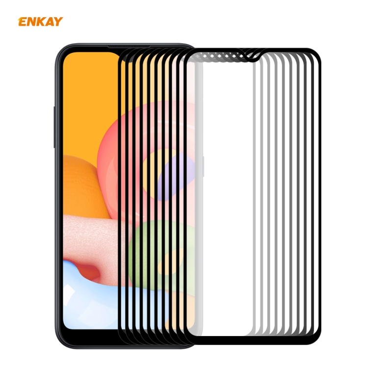 

For Samsung Galaxy A01 10 PCS ENKAY Hat-Prince Full Glue 0.26mm 9H 2.5D Tempered Glass Full Coverage Film