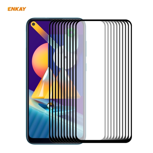 

For Samsung Galaxy A11 / M11 10 PCS ENKAY Hat-Prince Full Glue 0.26mm 9H 2.5D Tempered Glass Full Coverage Film
