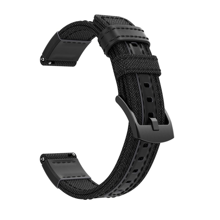 

For Fossil Fossil Gen5 Carlyle Canvas Leather Nylon Jeep Strap(Black)