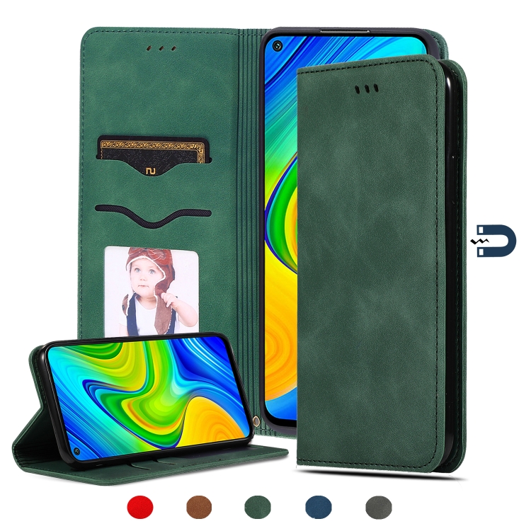 

For Redmi Note 9 / Redmi 10X 4G Retro Skin Feel Business Magnetic Horizontal Flip Leather Case(Army Green)