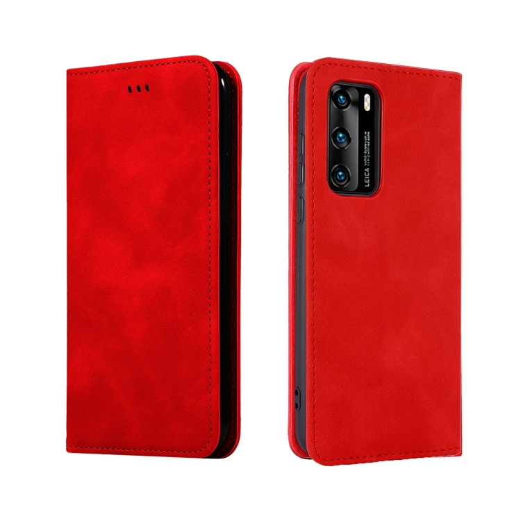 

For Huawei P40 Retro Skin Feel Business Magnetic Horizontal Flip Leather Case(Red)