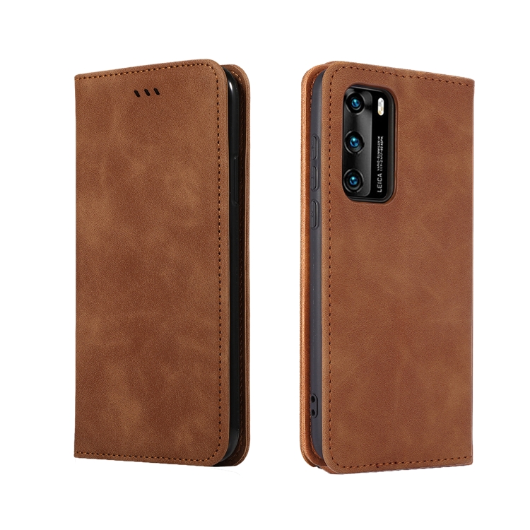 

For Huawei P40 Retro Skin Feel Business Magnetic Horizontal Flip Leather Case(Brown)