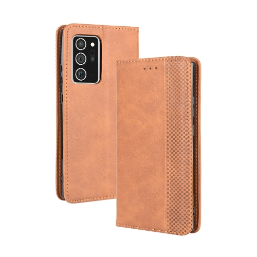 

For Samsung Galaxy Note20 Ultra Magnetic Buckle Retro Crazy Horse Texture Horizontal Flip Leather Case with Holder & Card Slots & Photo Frame(Brown)