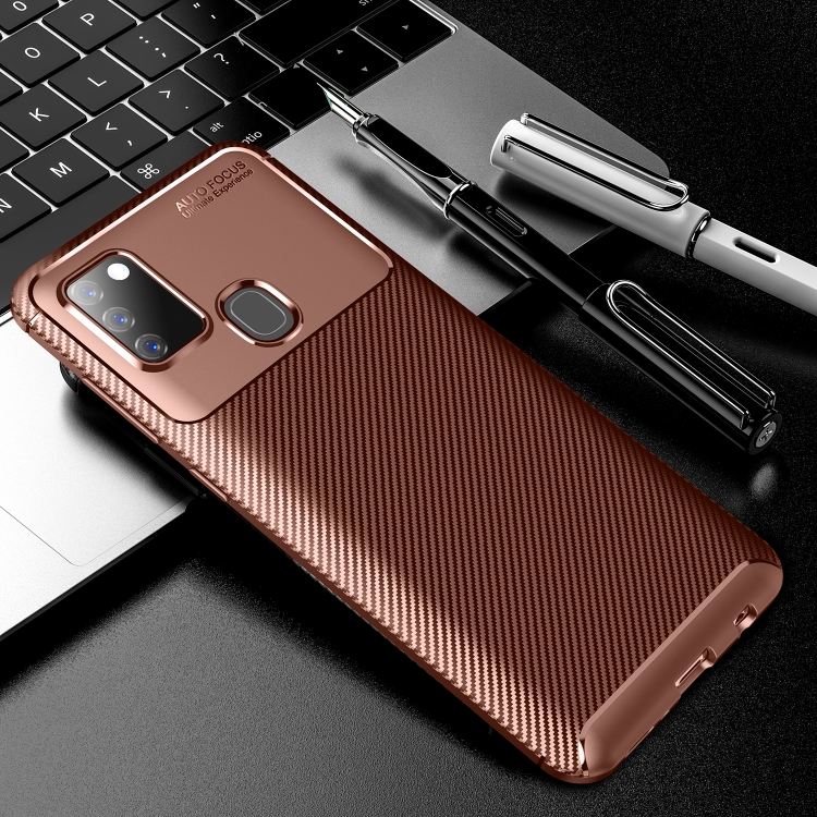 

For Xiaomi Redmi 9C Carbon Fiber Texture Shockproof TPU Case(Brown)