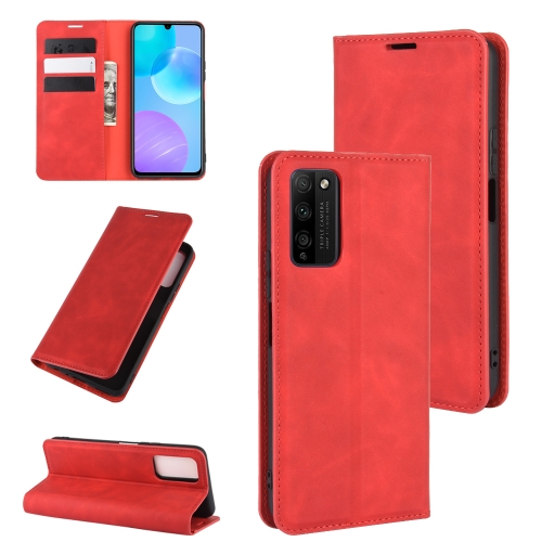 

For Huawei Honor 30 Lite/30 Youth Retro-skin Business Magnetic Suction Leather Case with Holder & Card Slots & Wallet(Red)