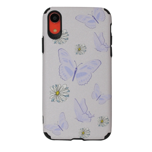 

For iPhone XR Purple Butterfly Wild Chrysanthemum Pattern TPU Protective Case(Purple Butterfly)