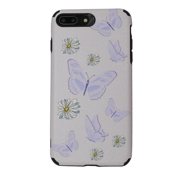 

For iPhone 8Plus/7Plus Purple Butterfly Wild Chrysanthemum Pattern TPU Protective Case(Purple Butterfly)