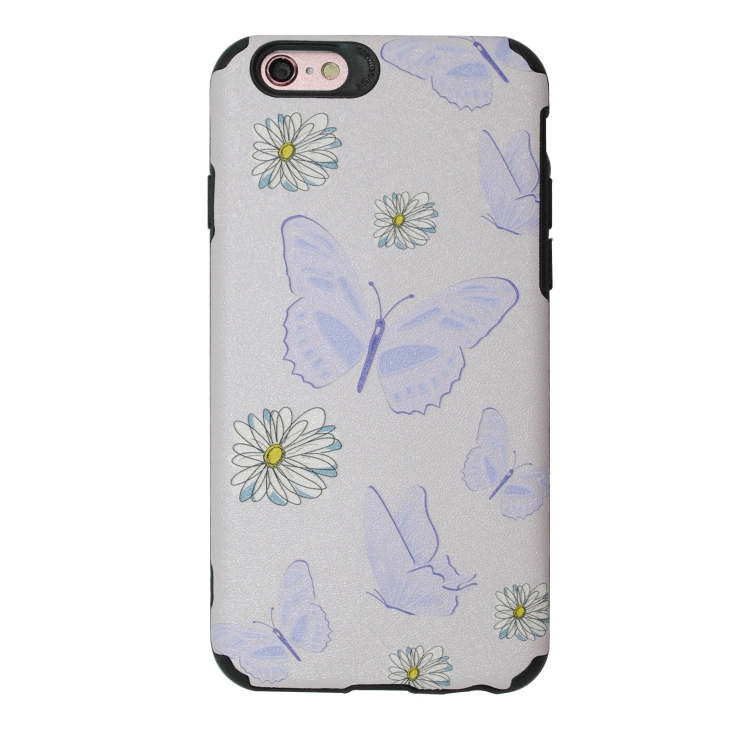 

For iPhone 6S Plus/6 Plus Purple Butterfly Wild Chrysanthemum Pattern TPU Protective Case(Purple Butterfly)