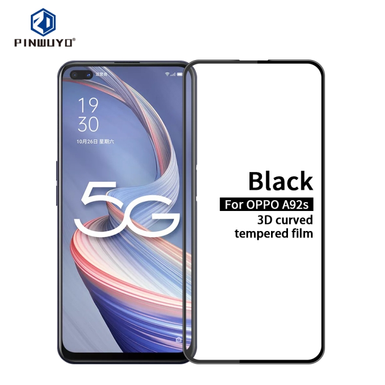 

For OPPO A92S PINWUYO 9H 3D Curved Full Screen Explosion-proof Tempered Glass Film(Black)