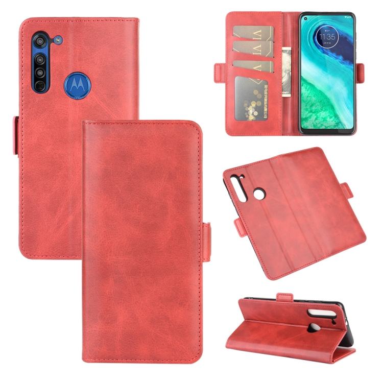 

For Motorola Moto G8 Dual-side Magnetic Buckle Horizontal Flip Leather Case with Holder & Card Slots & Wallet(Red)