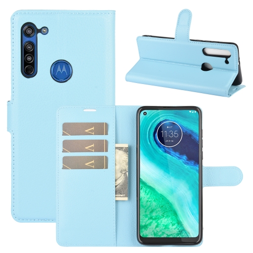 

For Motorola Moto G8 Litchi Texture Horizontal Flip Protective Case with Holder & Card Slots & Wallet(Blue)