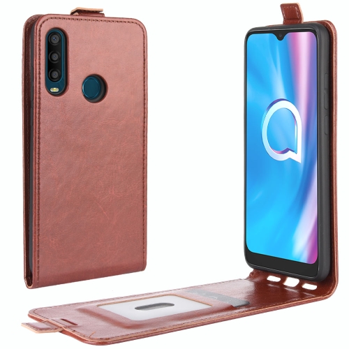 

For Alcatel 1SE 2020 R64 Texture Single Vertical Flip Leather Protective Case with Card Slots & Photo Frame(Brown)