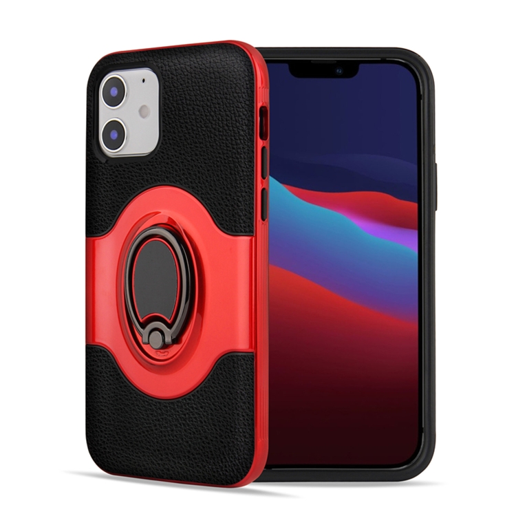 

For iPhone 12 mini Dual Layer TPU+PC Hybrid Armor Shockproof Case with 360 Degree Rotating Metal Ring Holder(Red)