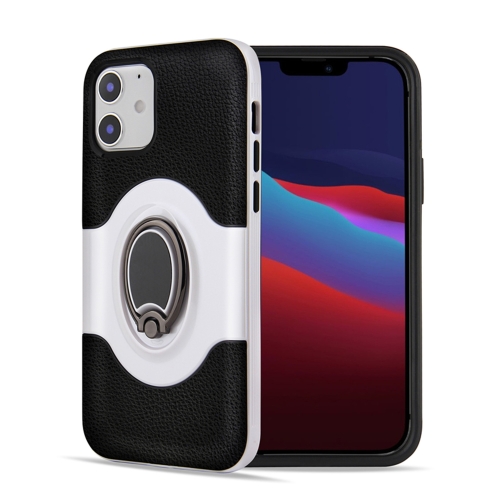 

For iPhone 12 Pro Max Dual Layer TPU+PC Hybrid Armor Shockproof Case with 360 Degree Rotating Metal Ring Holder(White)