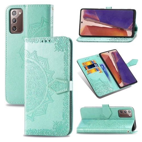 

For Samsung Galaxy Note20 Ultra Halfway Mandala Embossing Pattern Horizontal Flip Leather Case with Holder & Card Slots & Wallet & Lanyard(Green)