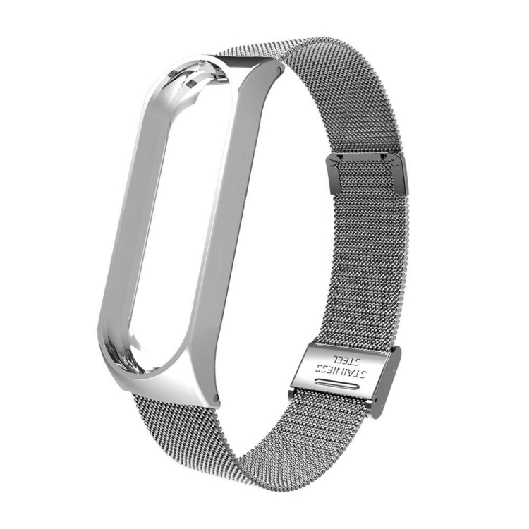 

For Xiaomi Mi Band 3/4 Universal Metal Stainless Steel Buckle Milanese Replacement Strap(Silver)