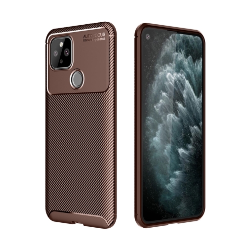 

For Google Pixel 5 Carbon Fiber Texture Shockproof TPU Case(Brown)