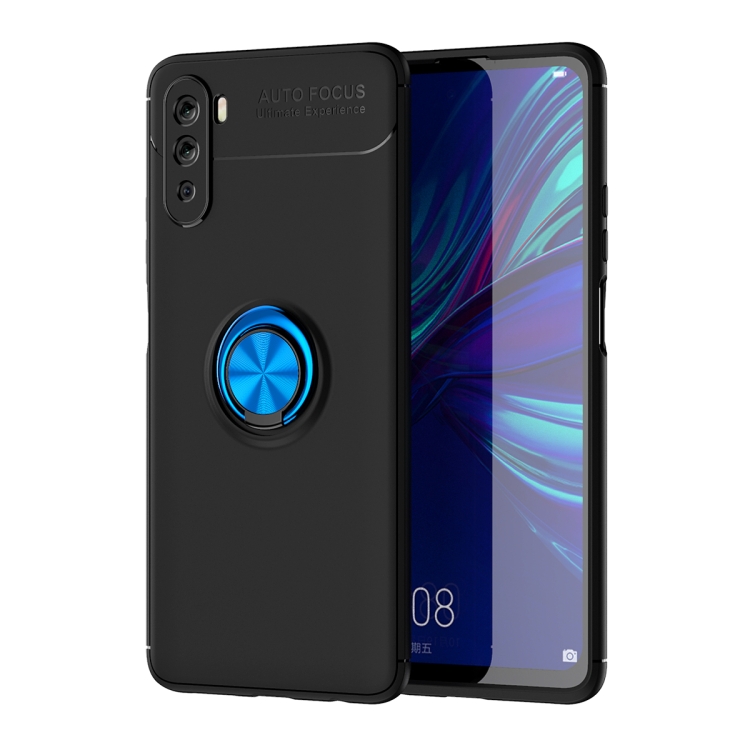 

For Huawei Maimang 9 Metal Ring Holder 360 Degree Rotating TPU Case(Black+Blue)(Black+Blue)