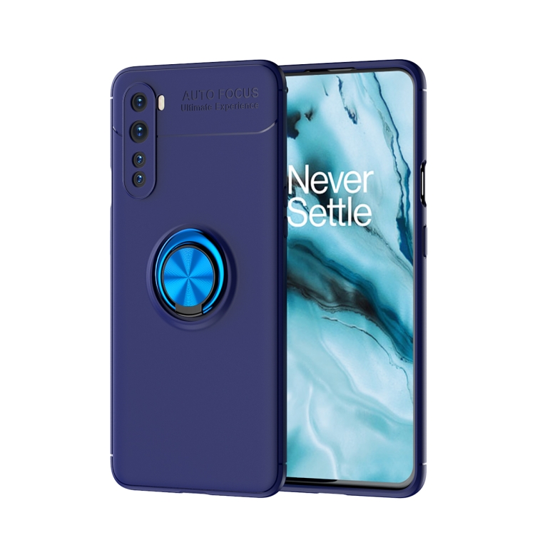 

For OnePlus Nord Metal Ring Holder 360 Degree Rotating TPU Case(Blue+Blue)
