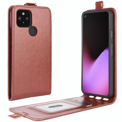 

For Google Pixel 5 XL R64 Texture Single Vertical Flip Leather Protective Case with Card Slots & Photo Frame(Brown)