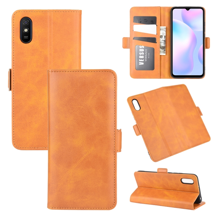 

For Xiaomi Redmi 9A Dual-side Magnetic Buckle Horizontal Flip Leather Case with Holder & Card Slots & Wallet(Yellow)