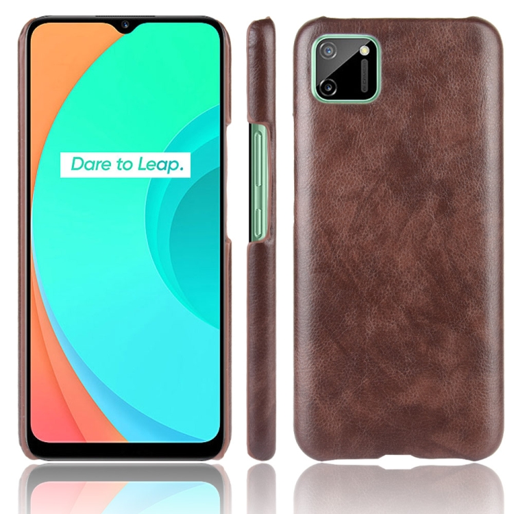 

For Oppo Realme C11 Shockproof Litchi Texture PC + PU Case(Brown)
