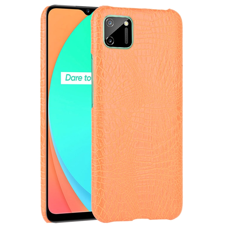 

For Oppo Realme C11 Shockproof Crocodile Texture PC + PU Case(Orange)