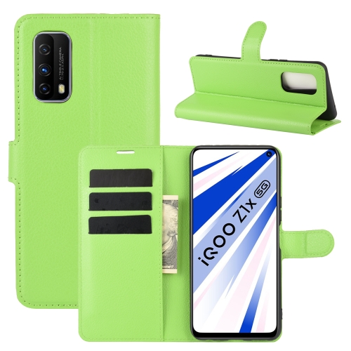 

For Vivo iQOO Z1x Litchi Texture Horizontal Flip Protective Case with Holder & Card Slots & Wallet(Green)