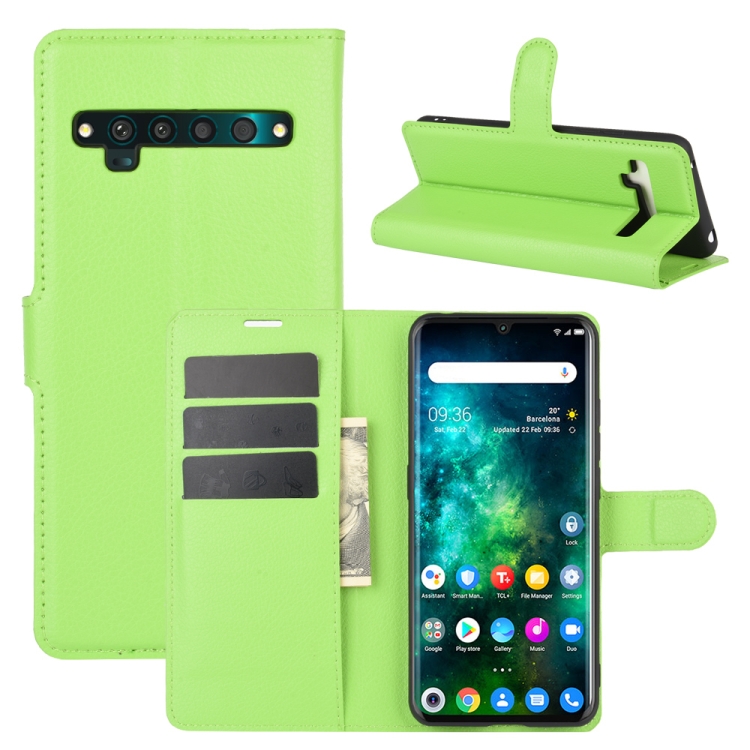 

For TCL 10 Pro Litchi Texture Horizontal Flip Protective Case with Holder & Card Slots & Wallet(Green)