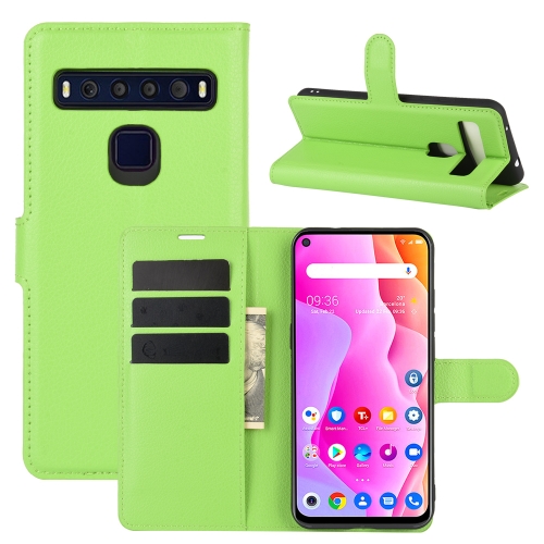 

For TCL 10L Litchi Texture Horizontal Flip Protective Case with Holder & Card Slots & Wallet(Green)