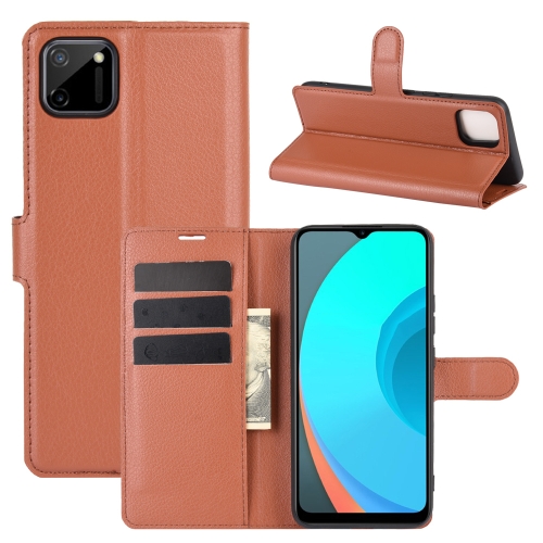 

For OPPO Realme C11 Litchi Texture Horizontal Flip Protective Case with Holder & Card Slots & Wallet(Brown)