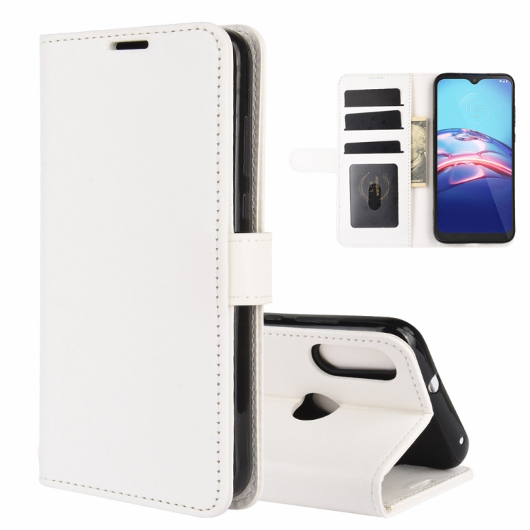 

For Motorola Moto E 2020 R64 Texture Single Horizontal Flip Protective Case with Holder & Card Slots & Wallet& Photo Frame(White)