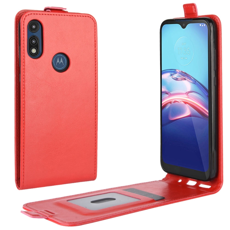 

For Motorola Moto E 2020 R64 Texture Single Vertical Flip Leather Protective Case with Card Slots & Photo Frame(Red)