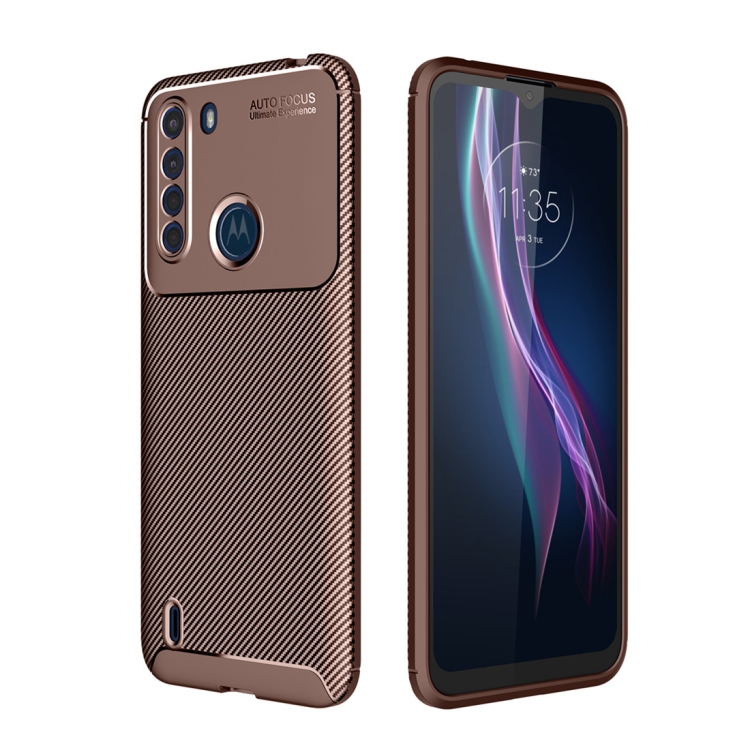 

For Motorola One Fusion Carbon Fiber Texture Shockproof TPU Case(Brown)